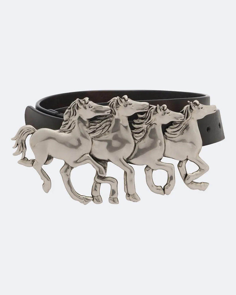 Chloé Chloé Gürtel Running Horses aus Leder Schwarz