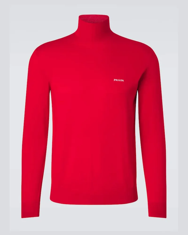 Prada Rollkragenpullover aus Baumwolle Rot