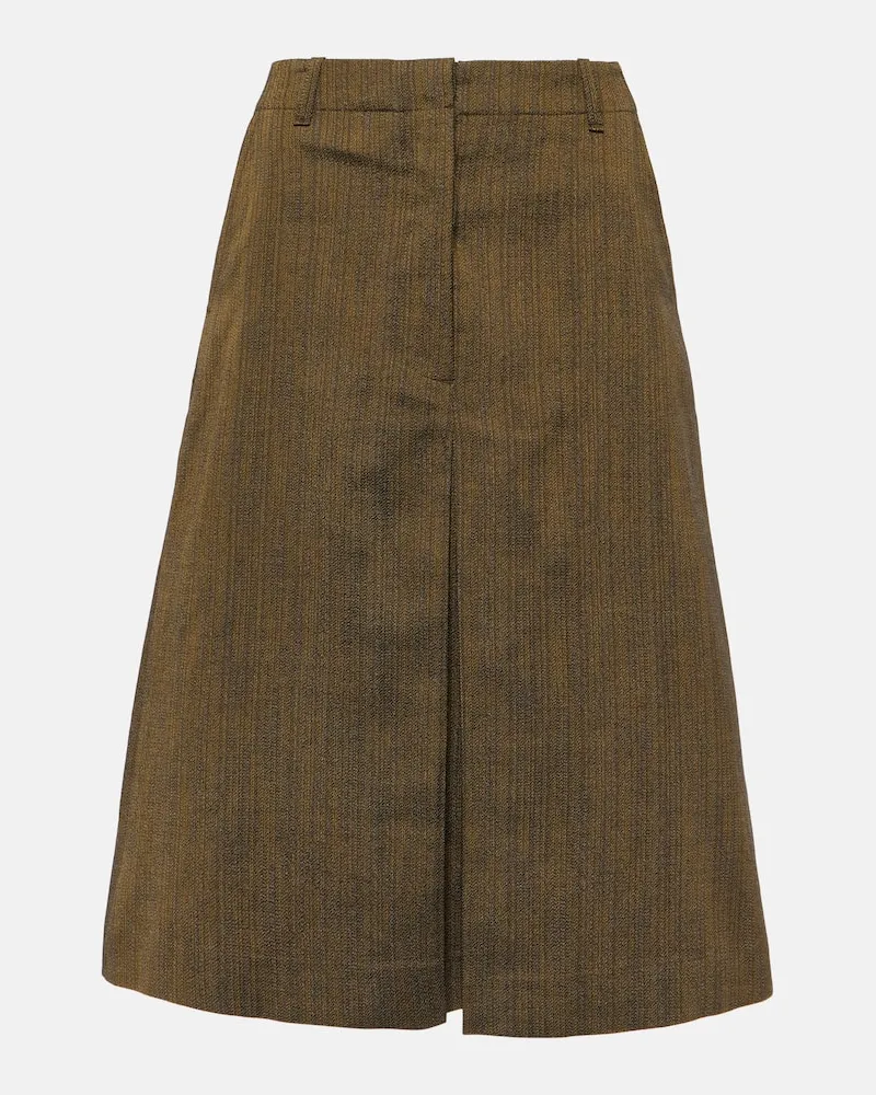 Dries van Noten Midirock aus einem Baumwollgemisch Gelb