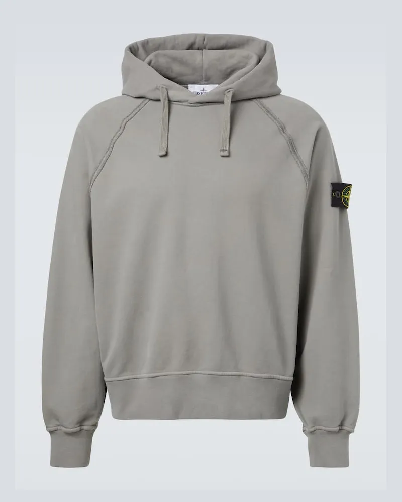 Stone Island Hoodie Compass aus Baumwoll-Jersey Grau