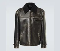 Lederjacke mit Shearling