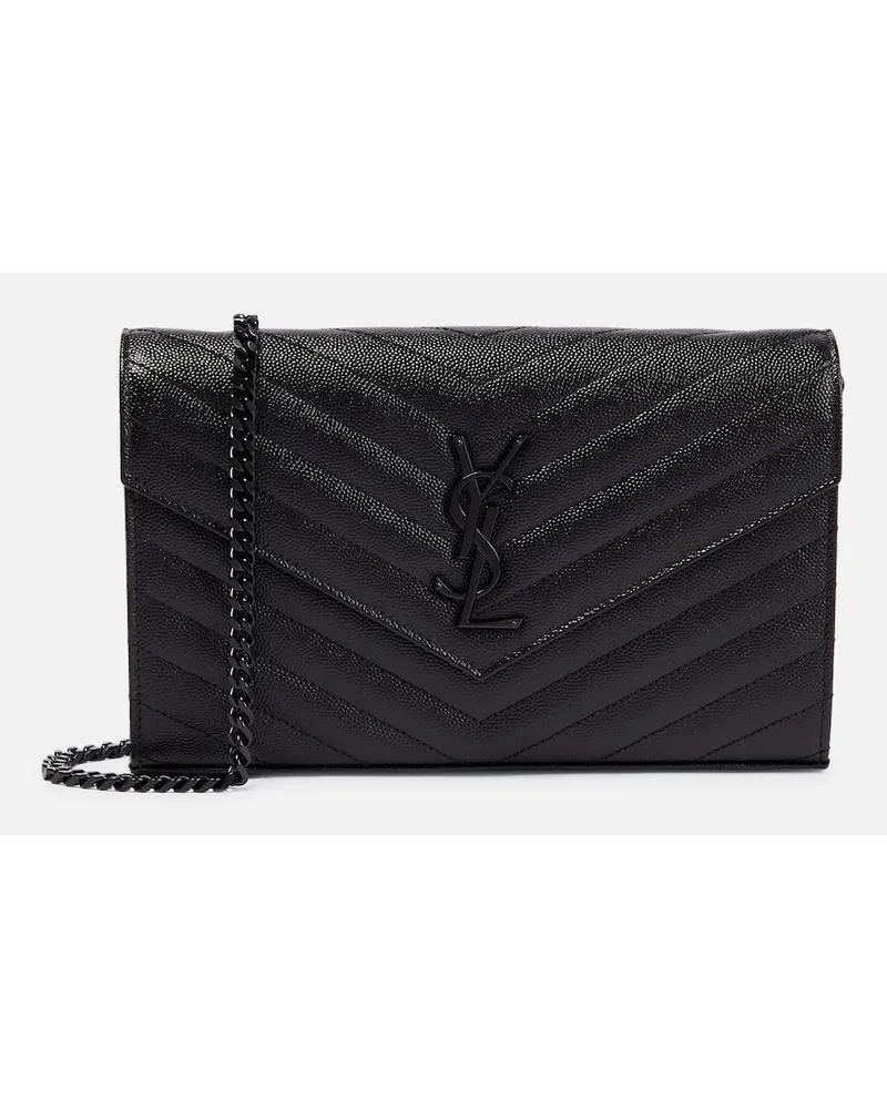 Saint Laurent Portemonnaie mit Kettenriemen Cassandre aus Matelassé-Leder Schwarz