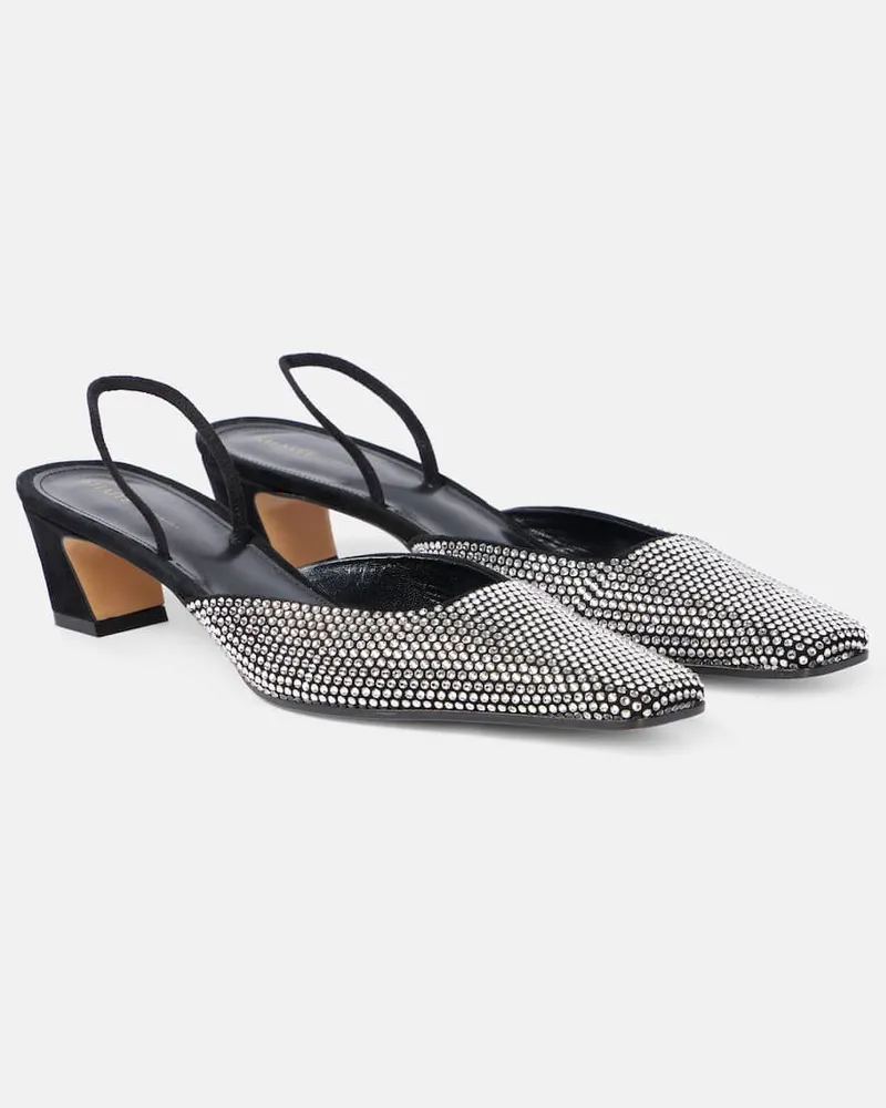 KHAITE Slingback-Pumps Roosevelt aus Leder mit Kristallen Schwarz