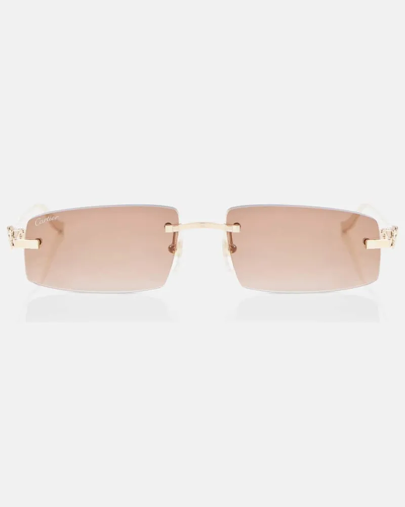 Cartier Eckige Sonnenbrille Panthère de Cartier Gold