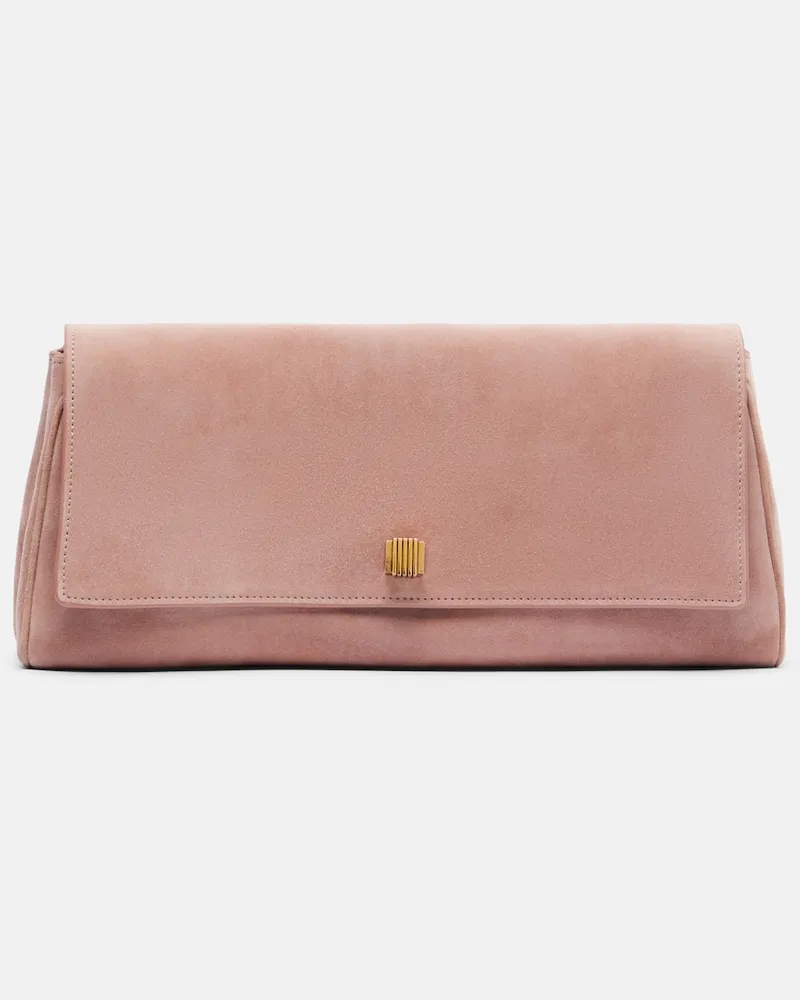 KHAITE Clutch Audrey aus Veloursleder Rosa