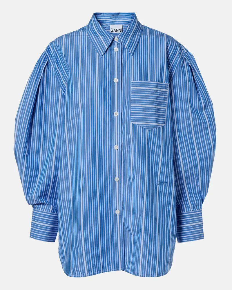 Ganni Oversize-Hemd aus Baumwollpopeline Blau