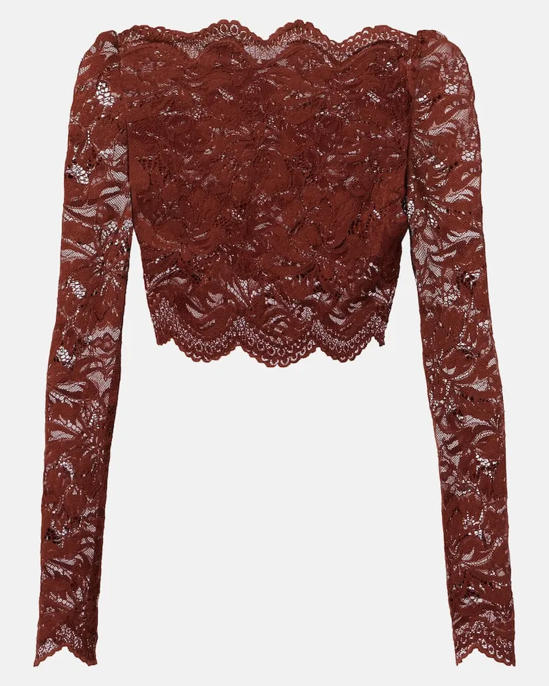 Paco Rabanne Cropped-Top aus Spitze Braun