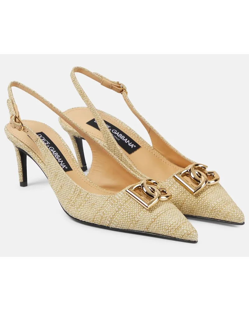 Dolce & Gabbana Slingback-Pumps aus Raffiabast Braun