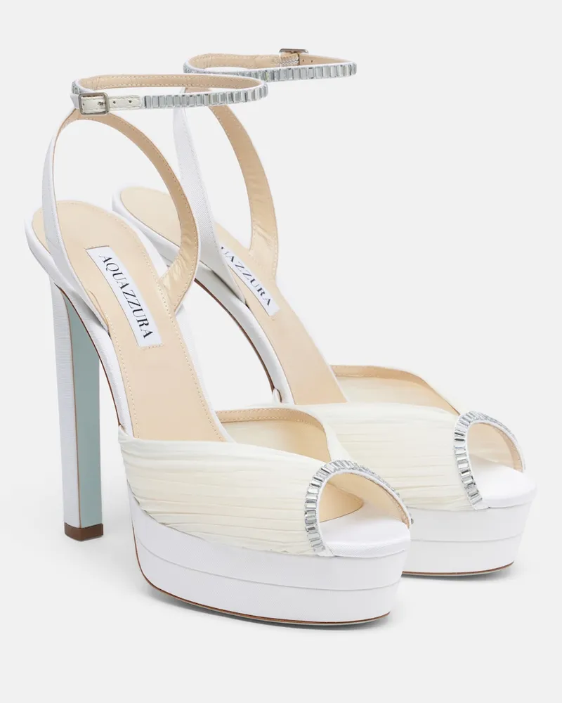 Aquazzura Bridal Verzierte Plateausandalen Be Mine Weiß