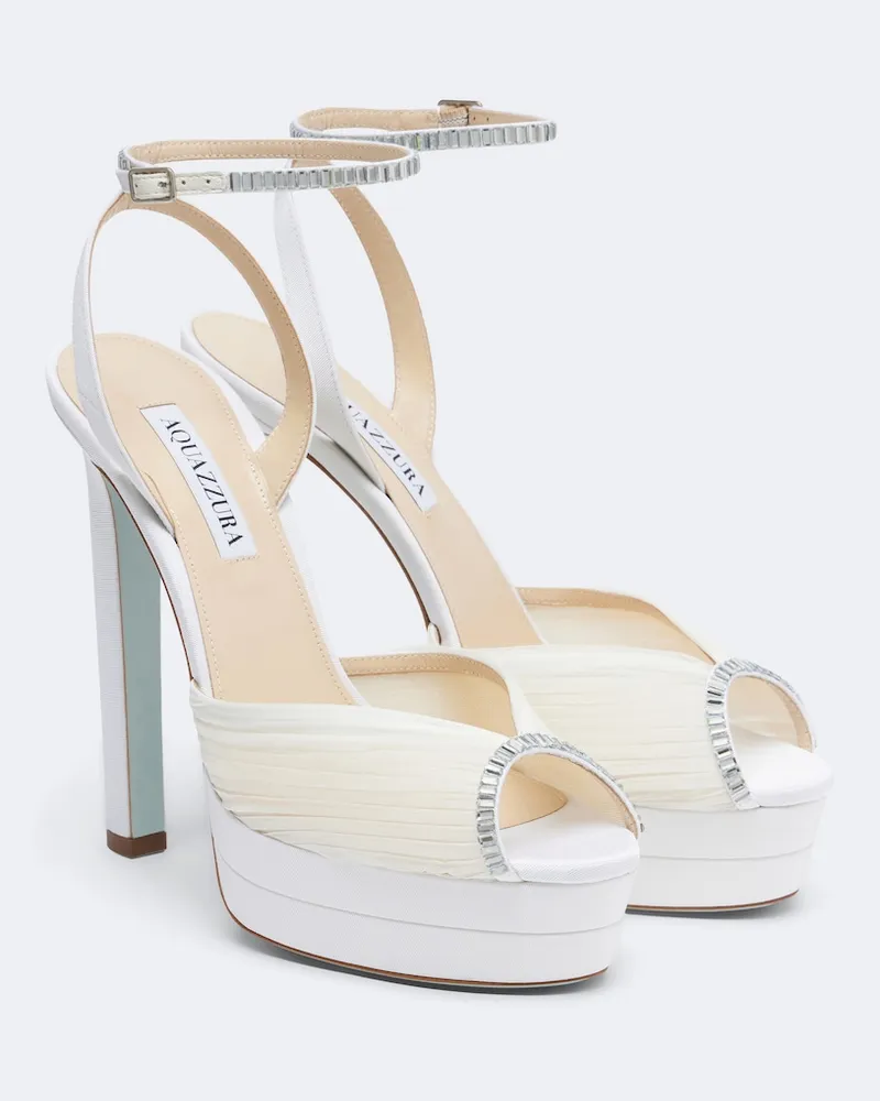 Aquazzura Bridal Verzierte Plateausandalen Be Mine Weiß