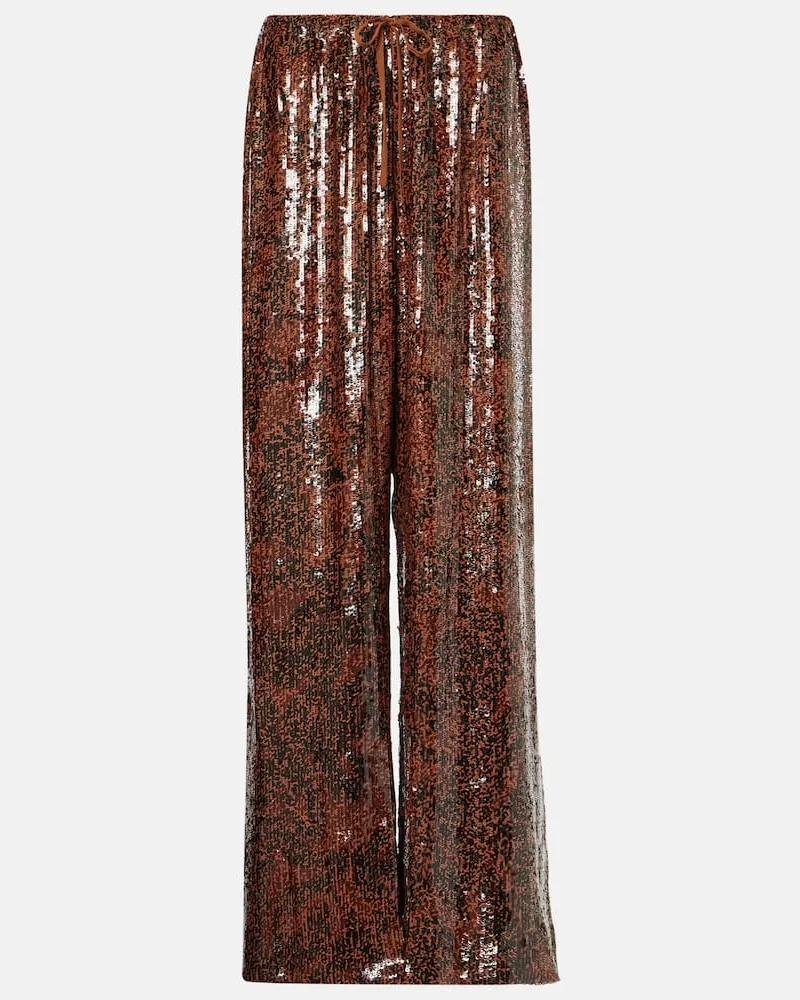 Dries van Noten Weite Hose mit Pailletten Grün