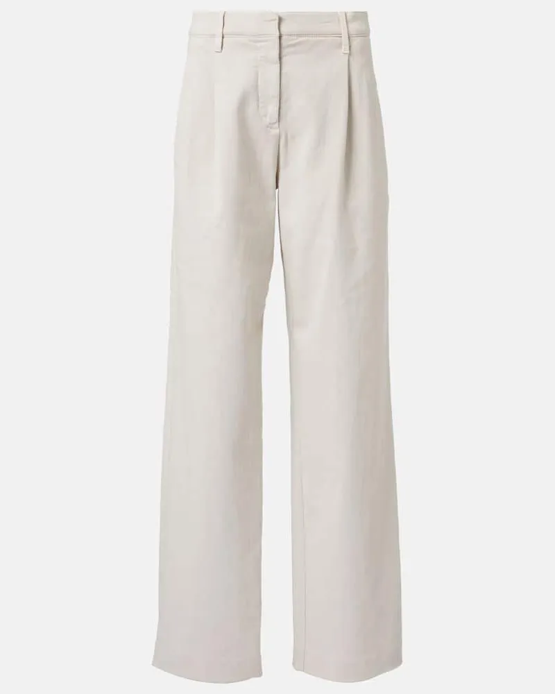 Brunello Cucinelli High-Rise Wide-Leg Jeans Weiß