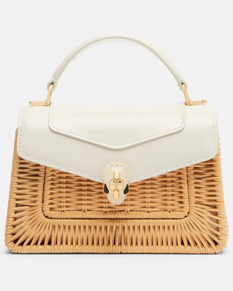 Bulgari Tasche Serpenti Forever Mini aus Weidengeflecht Braun