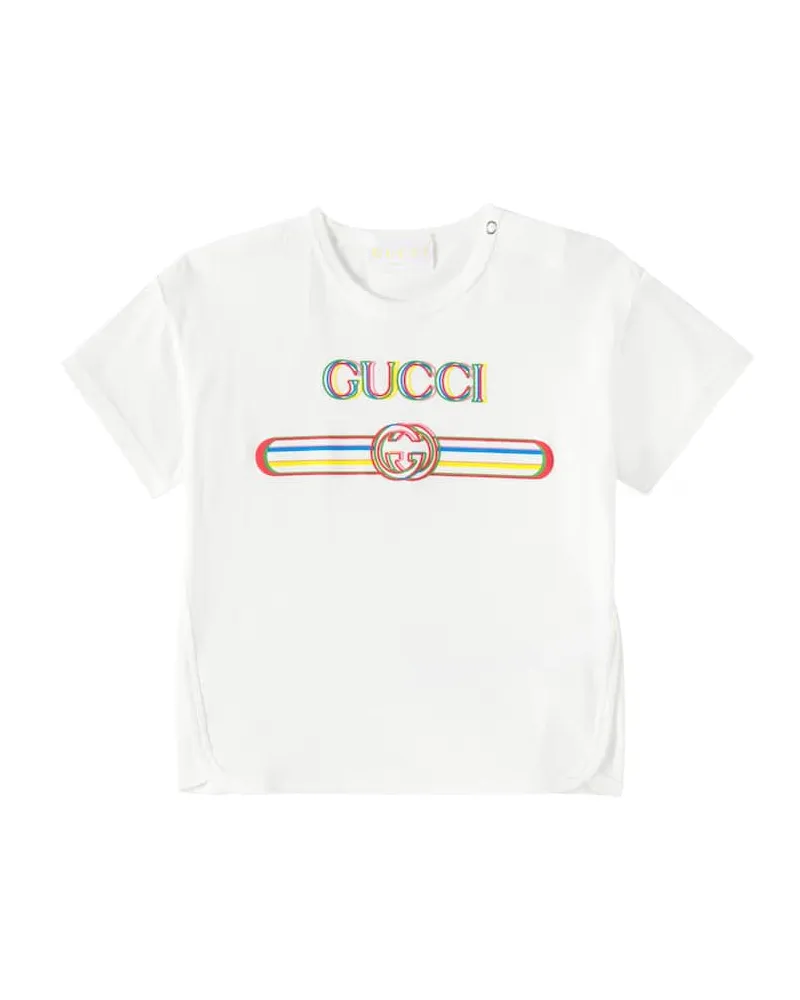 Gucci Baby Bedrucktes T-Shirt aus Baumwoll-Jersey Weiß