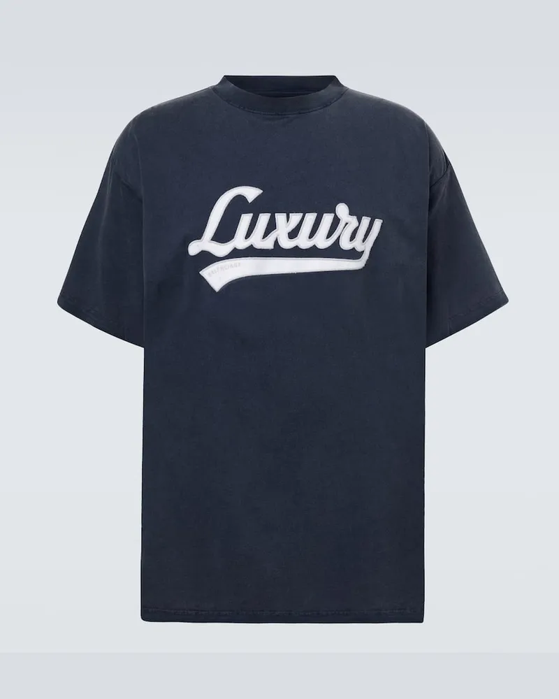 Balenciaga Bedrucktes T-Shirt aus Baumwolle Schwarz