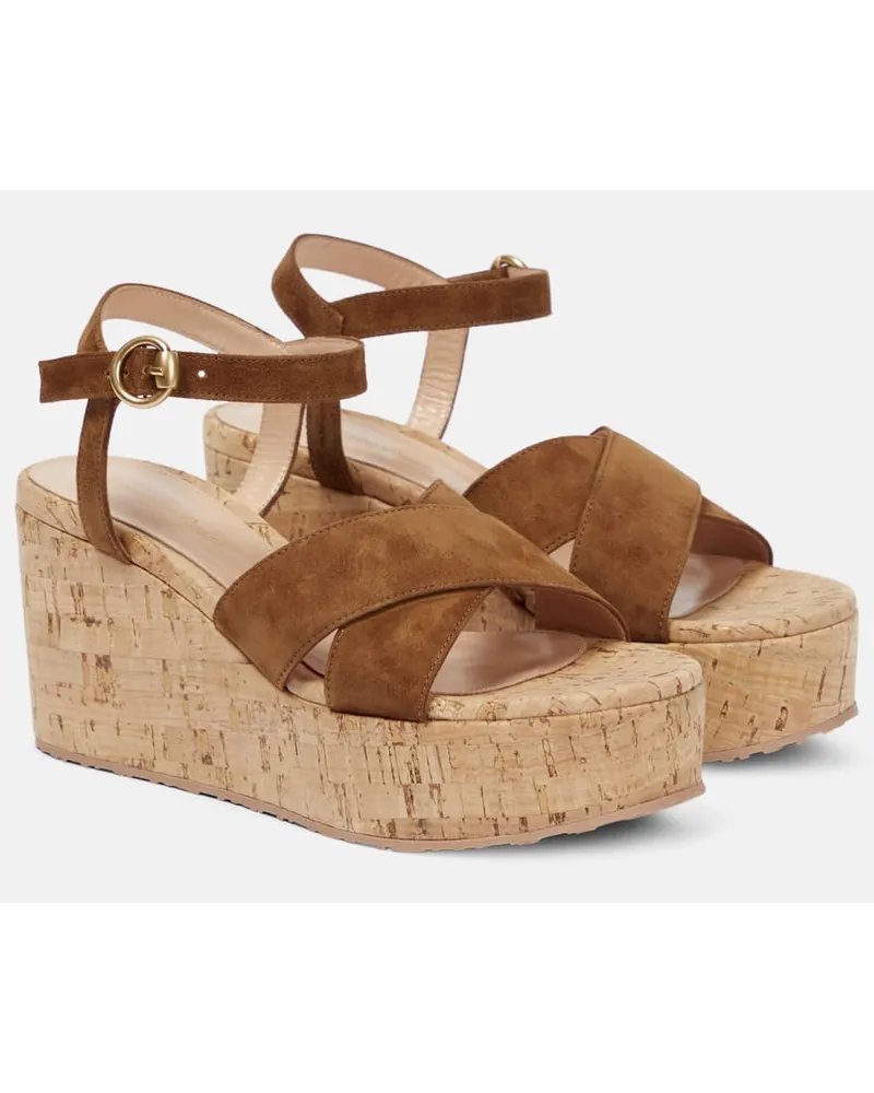 Gianvito Rossi Wedge-Sandalen aus Veloursleder Braun