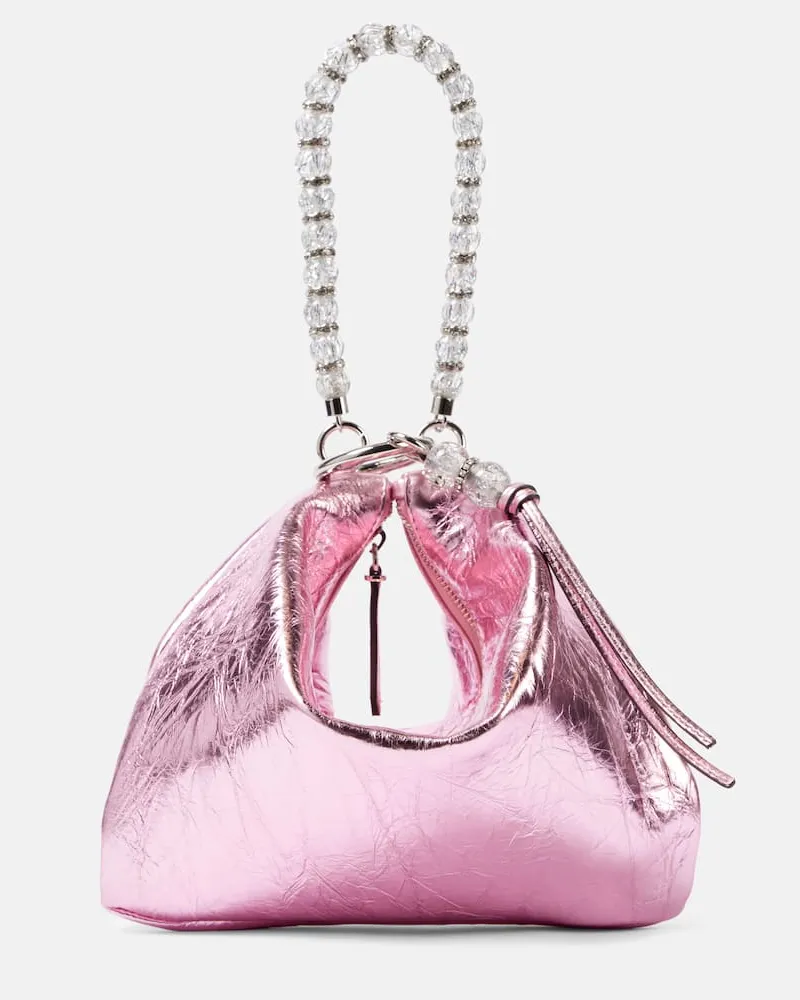 Jimmy Choo Clutch Callie Small aus Metallic-Leder Rosa