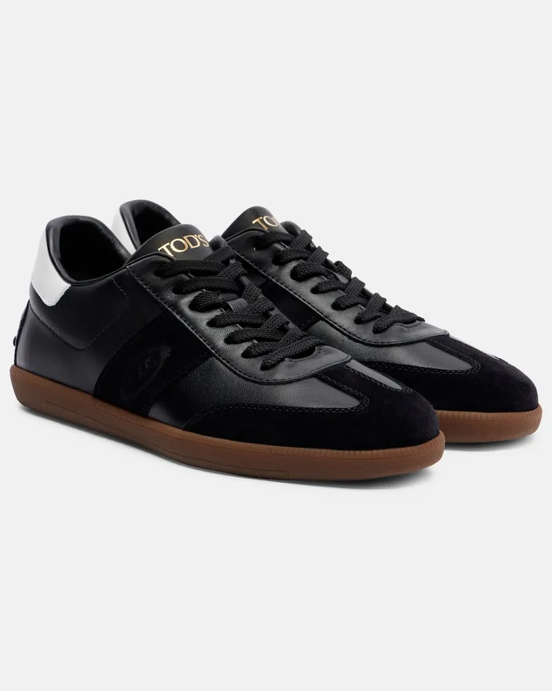 TOD'S Sneakers aus Leder mit Veloursleder Schwarz