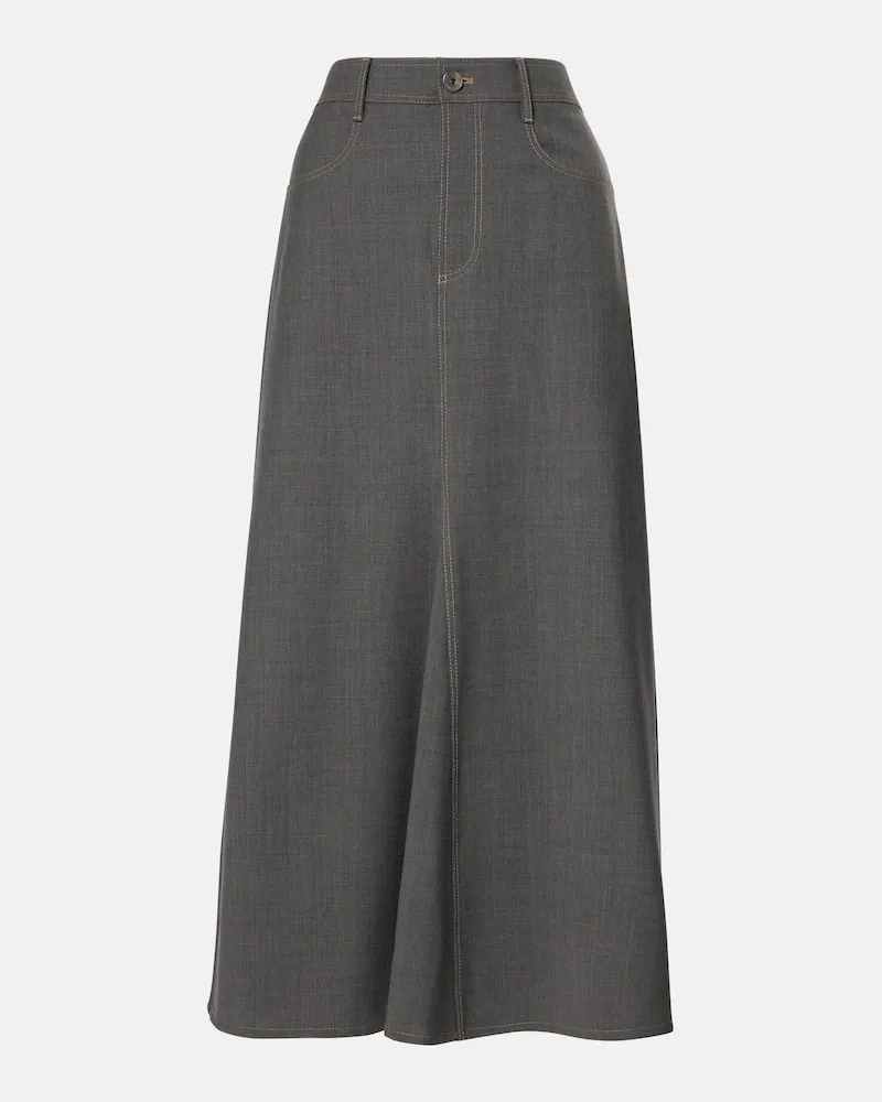 Brunello Cucinelli Midirock aus einem Wollgemisch Grau