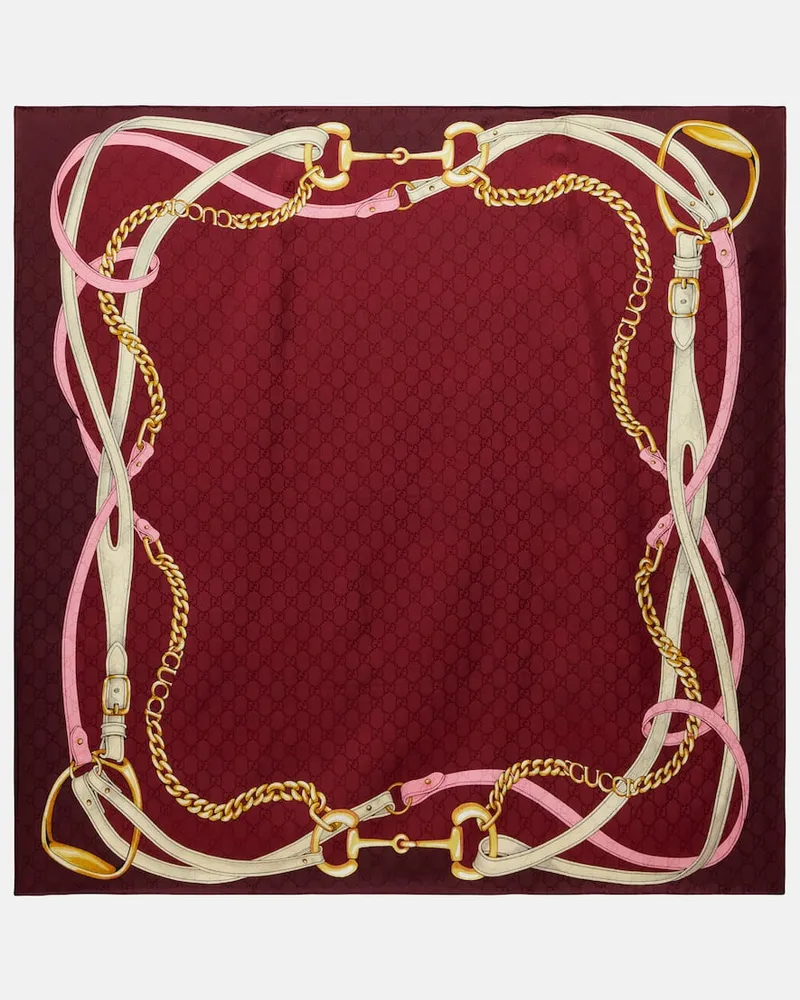 Gucci Tuch Horsebit aus Seiden-Jacquard Burgund