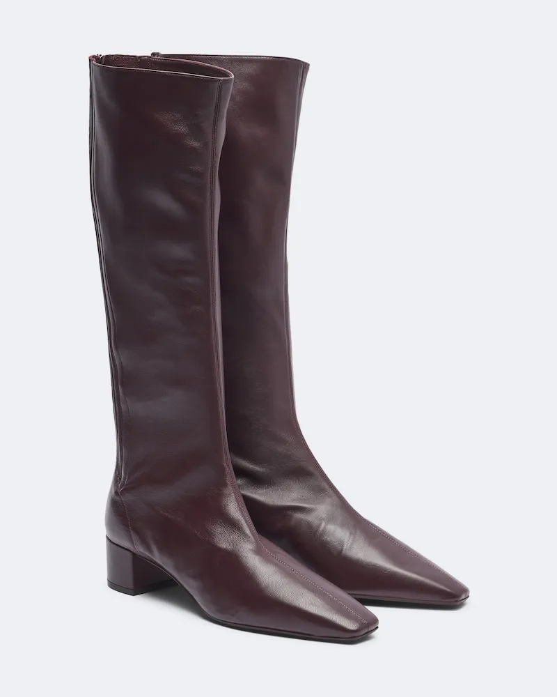 Aquazzura Stiefel Saint Honoré aus Leder Burgunderrot