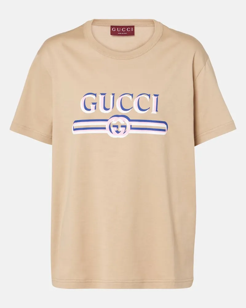 Gucci T-Shirt aus Baumwoll-Jersey Beige