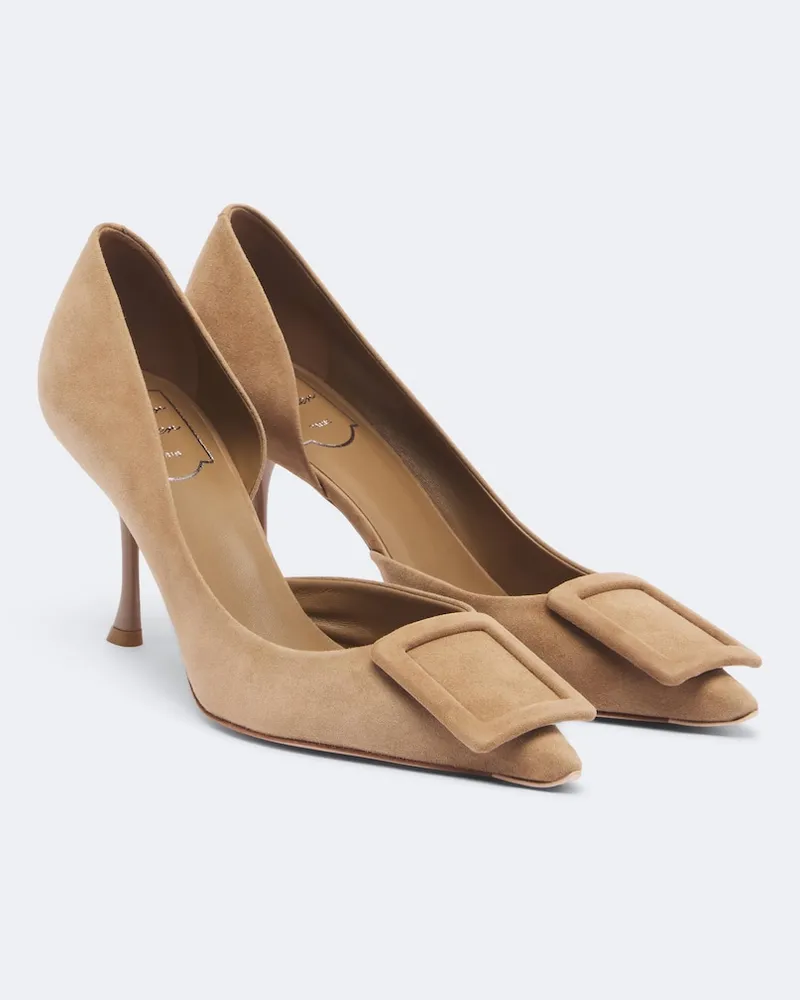 Roger Vivier Pumps Viv' In The City aus Veloursleder Beige