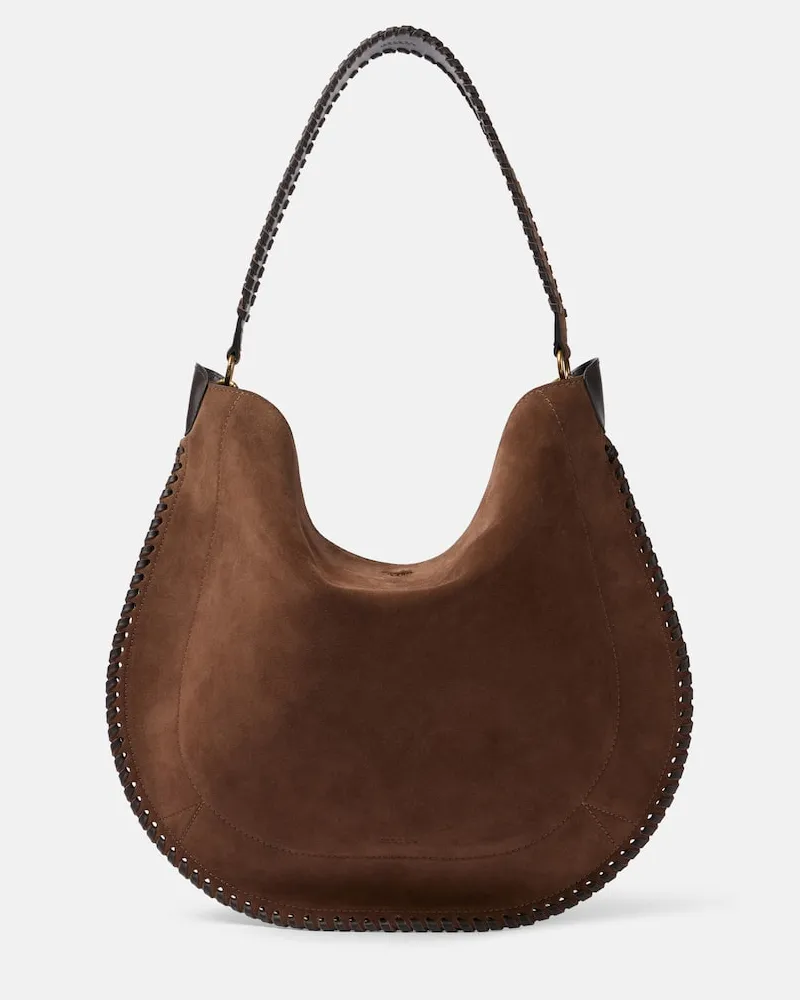 Isabel Marant Schultertasche Oskan Large aus Veloursleder Braun