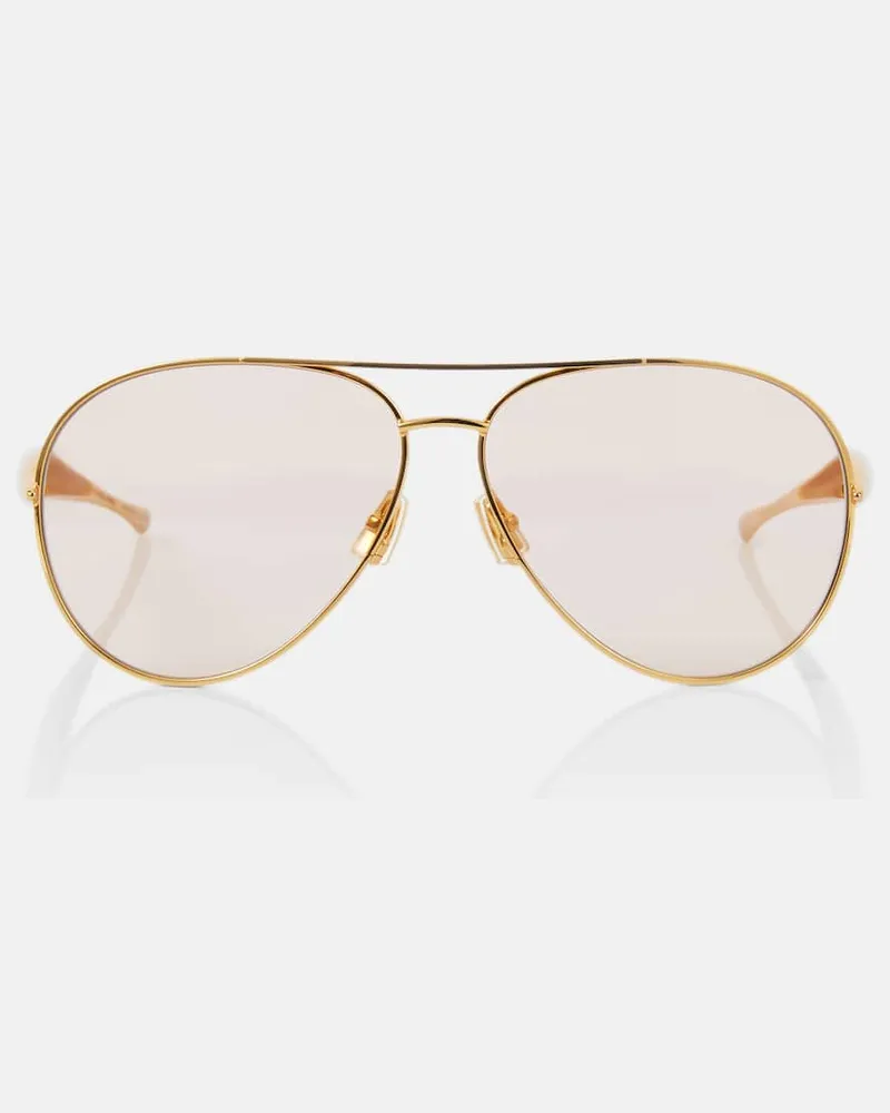 Bottega Veneta Aviator-Sonnenbrille Sardine Gold