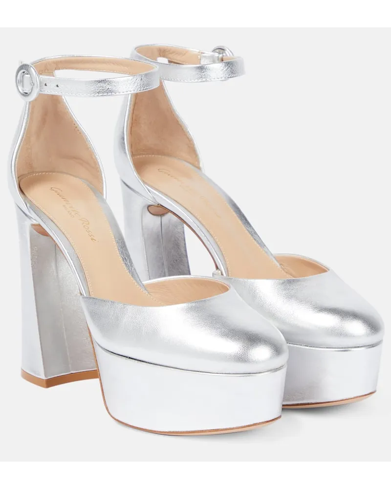 Gianvito Rossi Plateau-Pumps Holly D'Orsay 70 aus Leder Silber