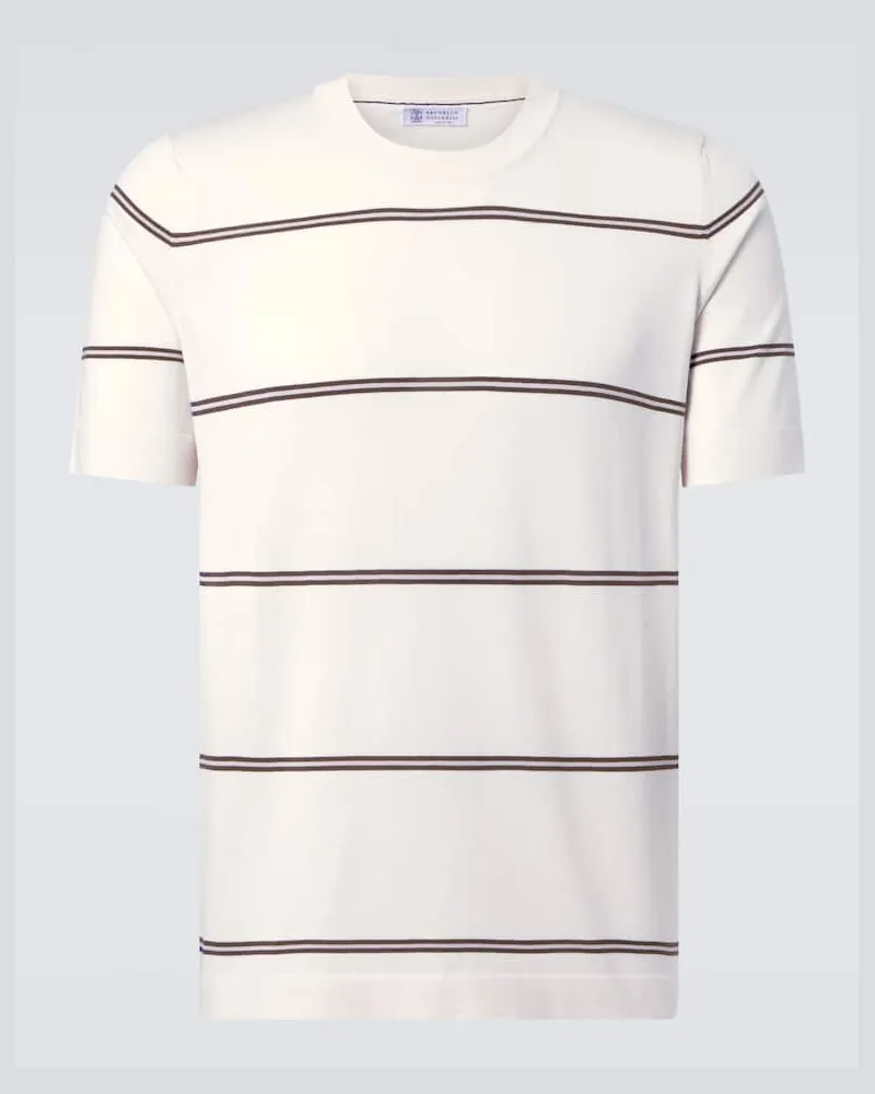Brunello Cucinelli T-Shirt aus Baumwolle Weiß