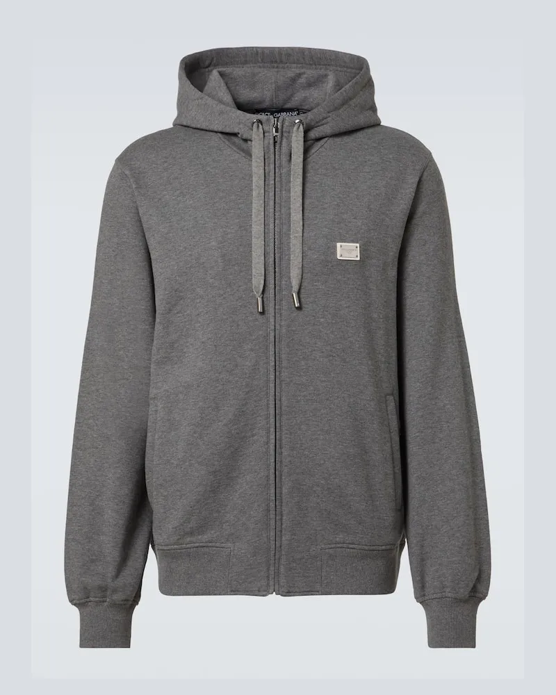 Dolce & Gabbana Kapuzenjacke aus Baumwoll-Jersey Grau