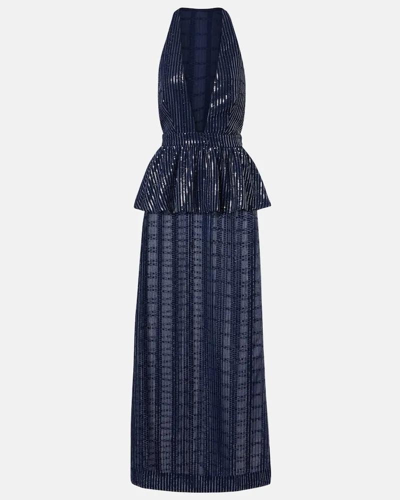 Adriana Degreas Maxikleid mit Pailletten Blau