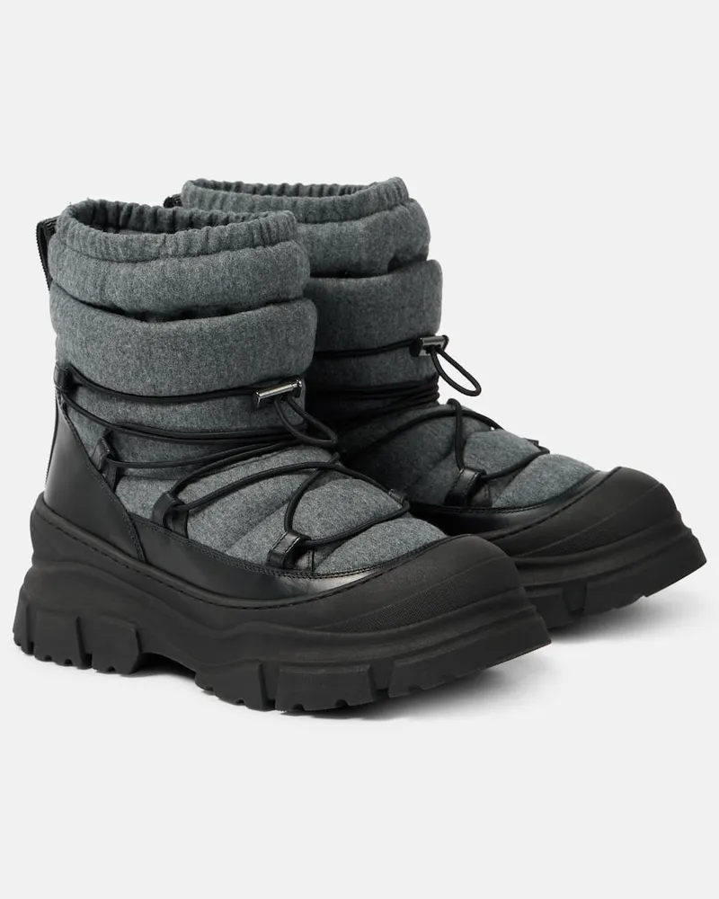 Brunello Cucinelli Schneestiefel mit Leder Schwarz