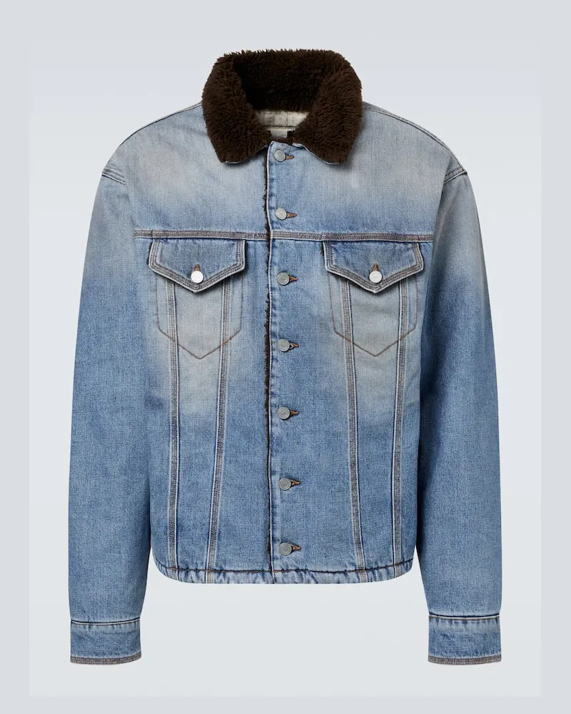 ERL Jeansjacke mit Faux Shearling Blau