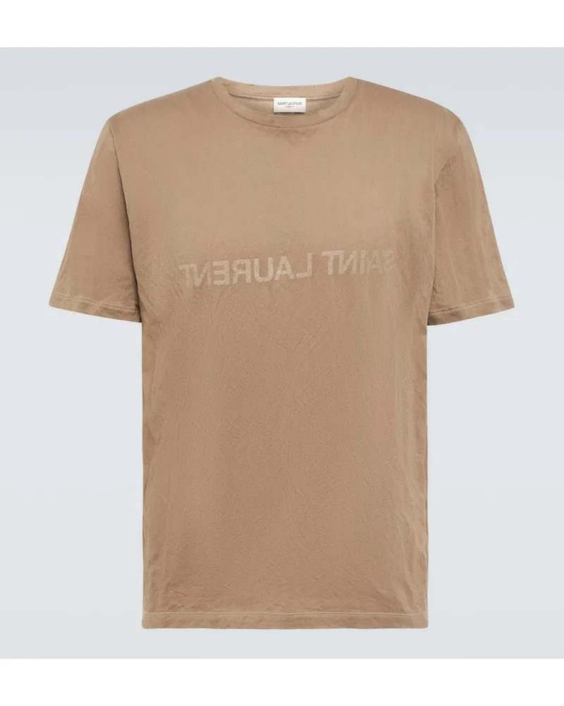 Saint Laurent T-Shirt aus Jersey Beige