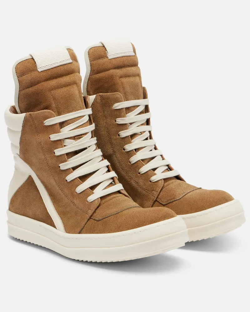 Rick Owens High-Top Sneakers Geobasket aus Veloursleder Braun