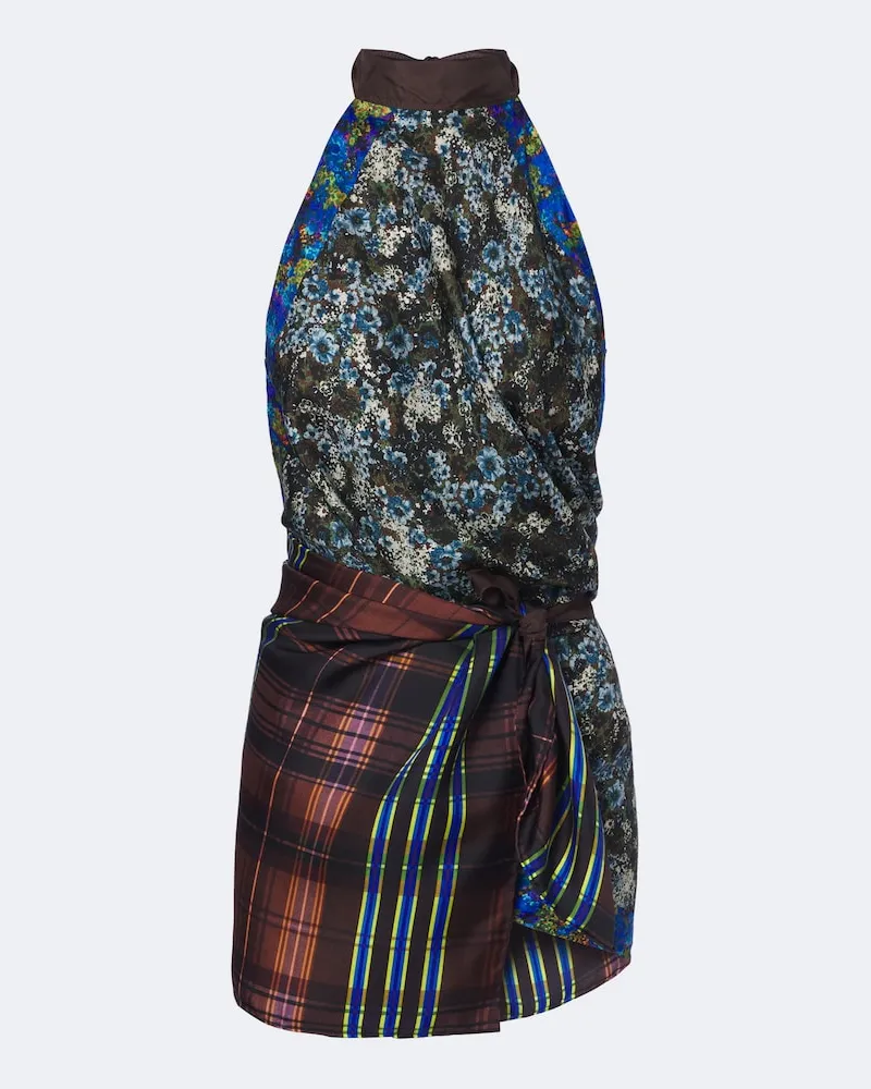 Dries van Noten Wickeltop aus Seidentwill Multicolor