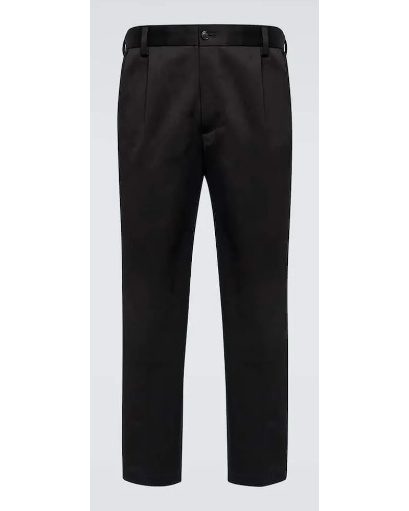 Junya Watanabe Gerade Hose aus Baumwoll-Gabardine Schwarz