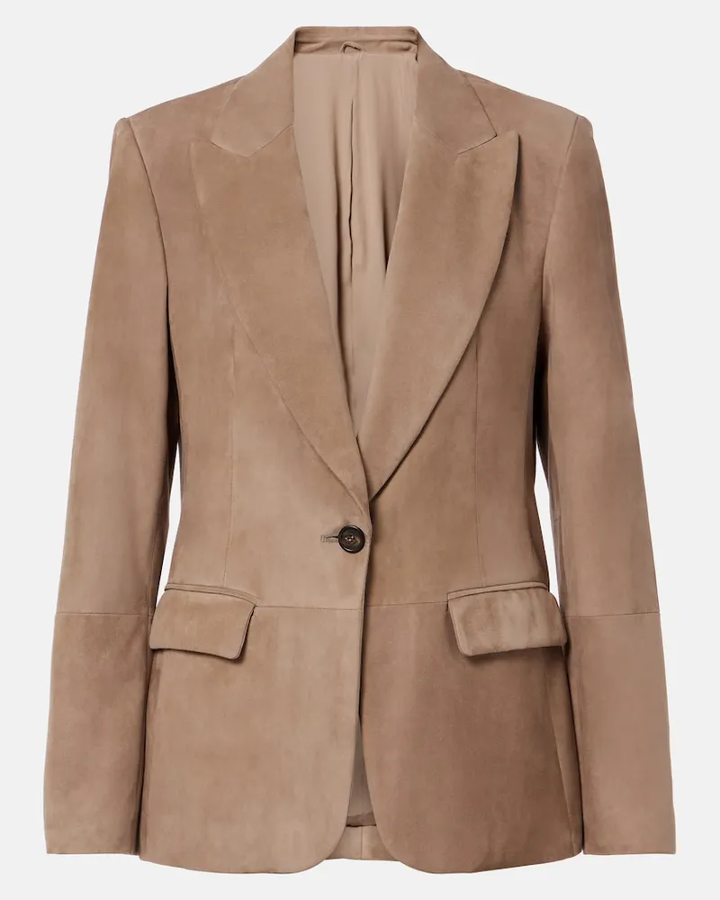 Brunello Cucinelli Blazer aus Veloursleder Beige