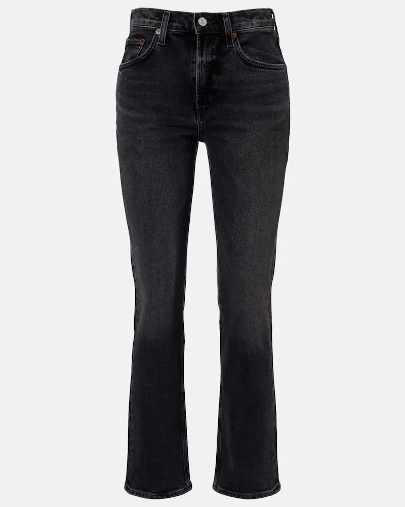 AGOLDE Mid-Rise Straight Jeans Valen Grau