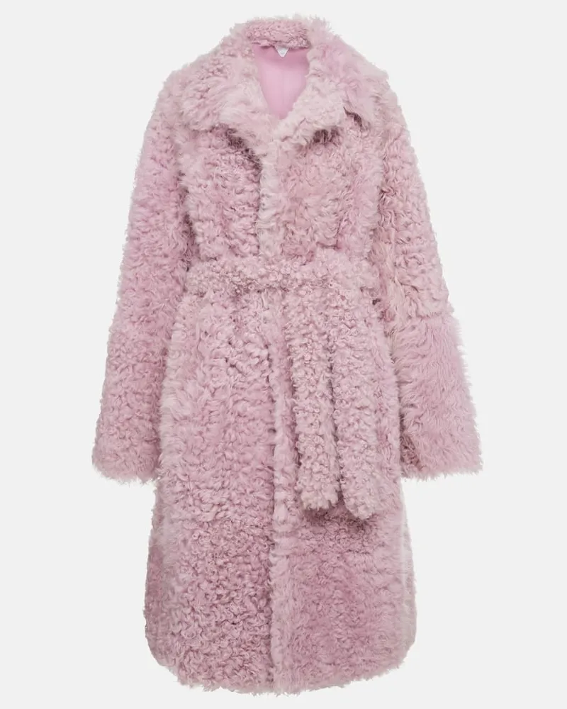 Bottega Veneta Oversize-Mantel aus Shearling Pink