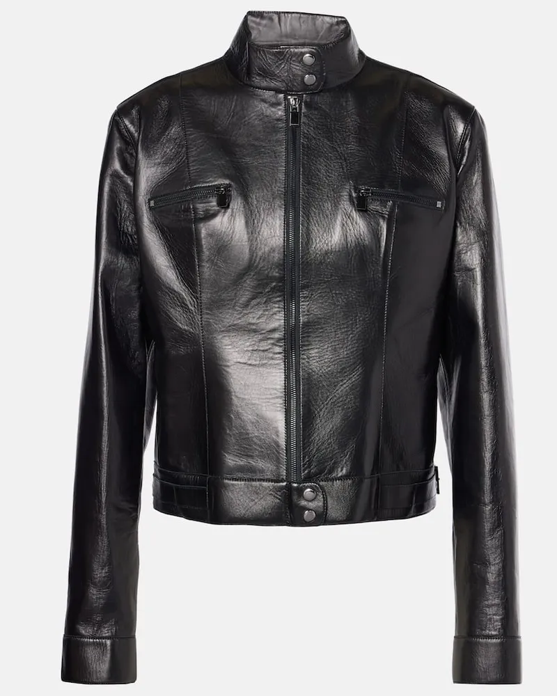 Magda Butrym Bikerjacke aus Leder Schwarz