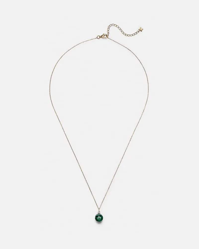 MATEO Halskette aus 14kt Gelbgold mit Diamant und Malachit Grün
