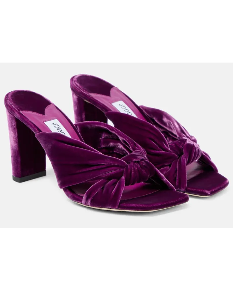 Jimmy Choo Pantoletten Avenue 85 aus Samt Lila