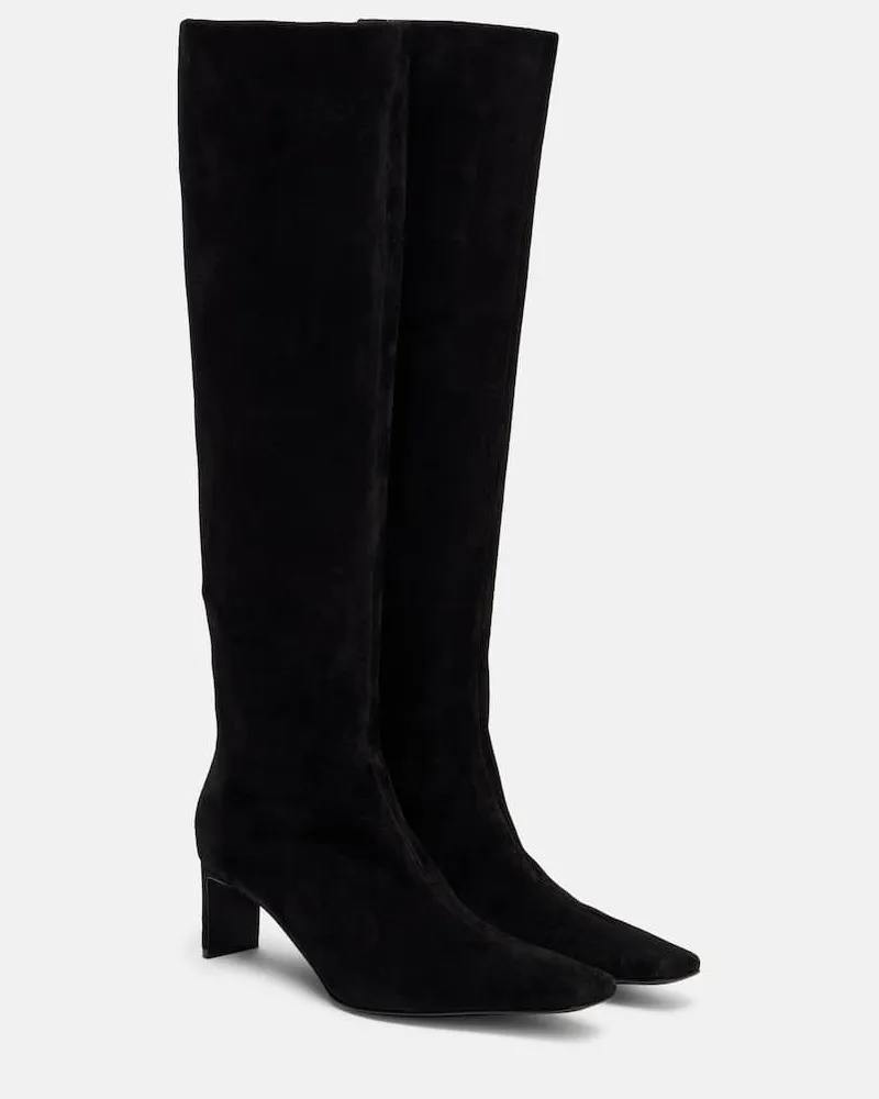 KHAITE Stiefel Ona 55 aus Veloursleder Schwarz