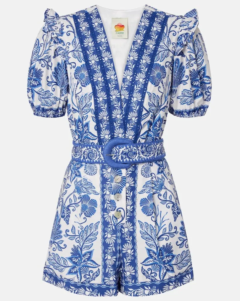 FARM Rio Bedruckter Playsuit aus Baumwolle Blau