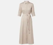 Hemdblusenkleid Cognac aus einem Baumwollgemisch