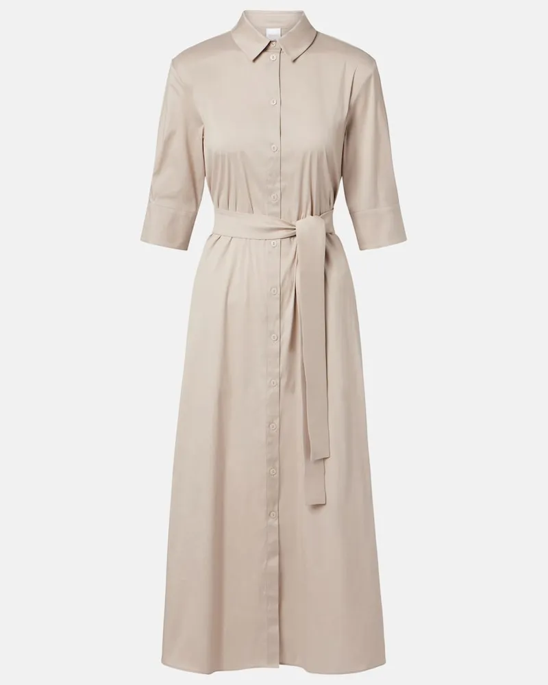 Max Mara Hemdblusenkleid Cognac aus einem Baumwollgemisch Beige