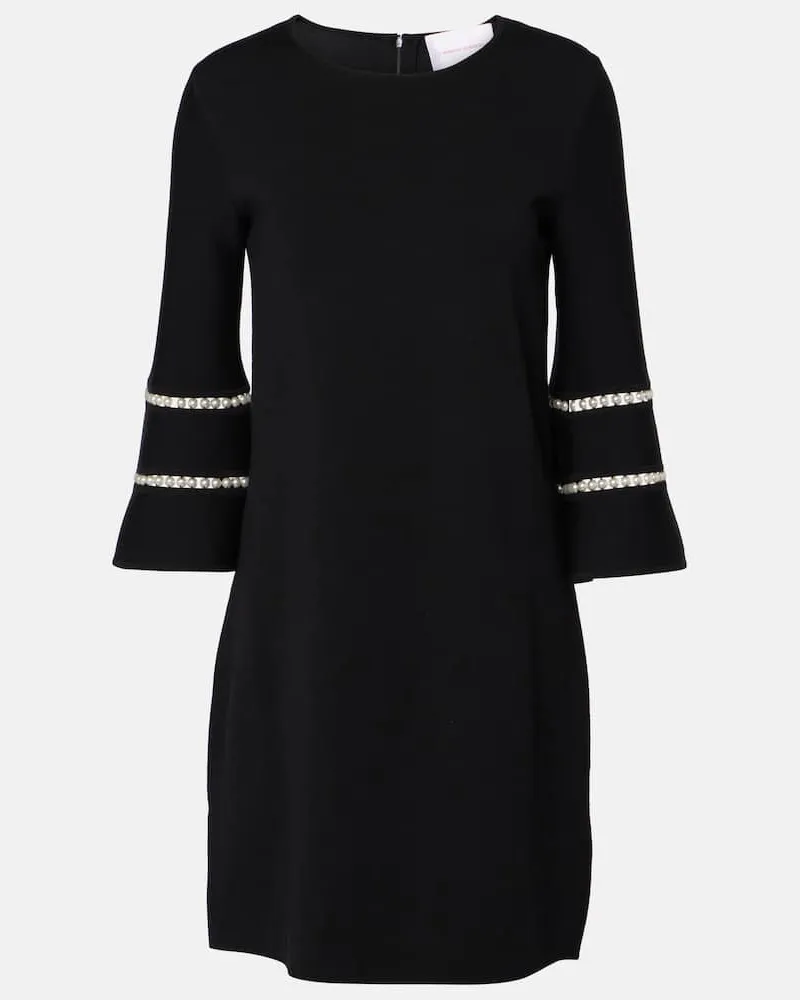 Carolina Herrera New York Verziertes Minikleid aus einem Wollgemisch Schwarz